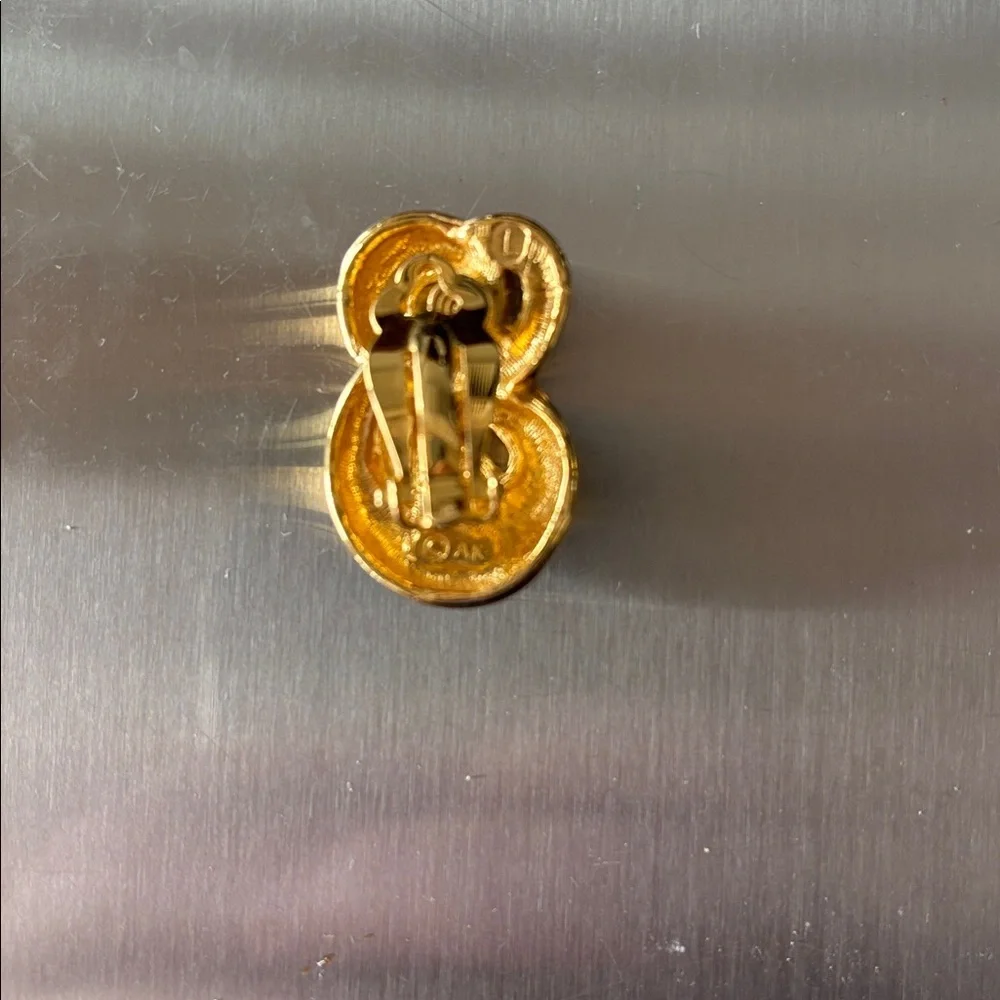 Vintage Anne Klein Gold Tone Double Swirl Clip-On Earrings 1980s Retro Figure 8